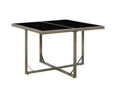 Sodo stalas, pilkas, 109x107x74cm, poliratanas ir stiklas