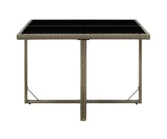 Sodo stalas, pilkas, 109x107x74cm, poliratanas ir stiklas