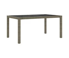 Sodo stalas, pilkas, 150x90x75cm, grūdintas stiklas/poliratanas