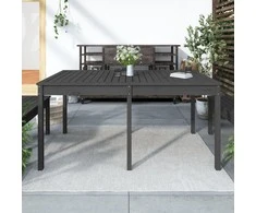 Sodo stalas, pilkas, 159,5x82,5x76cm, pušies medienos masyvas