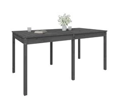 Sodo stalas, pilkas, 159,5x82,5x76cm, pušies medienos masyvas