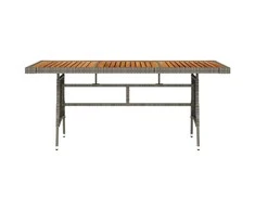Sodo stalas, pilkas, 160x70x72cm, poliratanas ir akacija