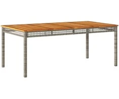 Sodo stalas, pilkas, 180x90x75cm, poliratanas ir akacija