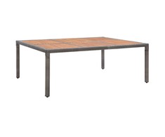 Sodo stalas, pilkas, 200x150x74cm, poliratanas ir akacija