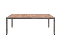 Sodo stalas, pilkas, 200x150x74cm, poliratanas ir akacija