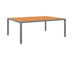 Sodo stalas, pilkas, 200x150x75cm, akacijos mediena/poliratanas