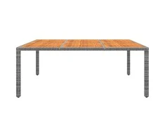 Sodo stalas, pilkas, 200x150x75cm, akacijos mediena/poliratanas