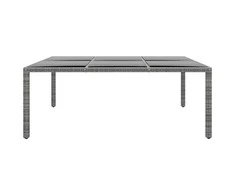 Sodo stalas, pilkas, 200x150x75cm, stiklas/poliratanas