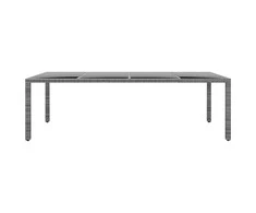 Sodo stalas, pilkas, 250x100x75cm, stiklas ir poliratanas