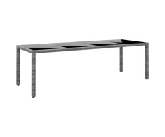 Sodo stalas, pilkas, 250x100x75cm, stiklas ir poliratanas