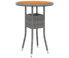 Sodo stalas, pilkas, 60x75cm, akacijos mediena ir poliratanas