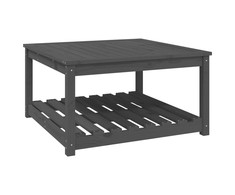 Sodo stalas, pilkas, 82,5x82,5x45cm, pušies medienos masyvas