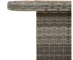 Sodo stalas, pilkas, 90x55x71cm, poliratanas/akacijos mediena