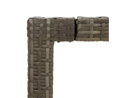 Sodo stalas, pilkas, 90x90x75cm, grūdintas stiklas/poliratanas