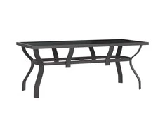 Sodo stalas, pilkas ir juodas, 180x80x70cm, plienas ir stiklas