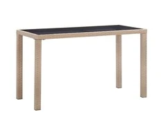 Sodo stalas, kreminis, 123x60x74cm, poliratanas