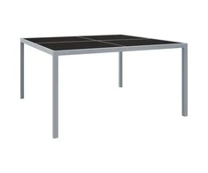 Sodo stalas, pilkos spalvos, 130x130x72cm, plienas ir stiklas