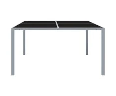 Sodo stalas, pilkos spalvos, 130x130x72cm, plienas ir stiklas