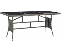 Sodo stalas, pilkos spalvos, 170x80x74cm, poliratanas