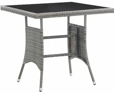 Sodo stalas, pilkos spalvos, 80x80x74cm, poliratanas