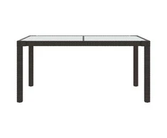Sodo stalas, rudas, 150x90x75cm, grūdintas stiklas/poliratanas
