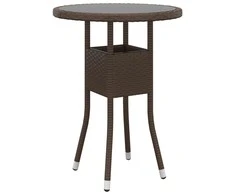 Sodo stalas, rudas, 60x75cm, grūdintas stiklas/poliratanas
