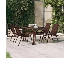 Sodo stalas, rudas ir juodas, 140x70x70cm, plienas ir stiklas