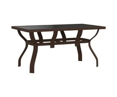 Sodo stalas, rudas ir juodas, 140x70x70cm, plienas ir stiklas