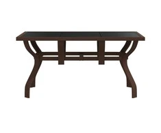 Sodo stalas, rudas ir juodas, 140x70x70cm, plienas ir stiklas
