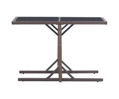Sodo stalas, rudos spalvos, 110x53x72cm, stiklas, poliratanas