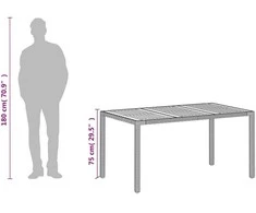 Sodo stalas, smėlio, 150x90x75cm, poliratanas ir akacija