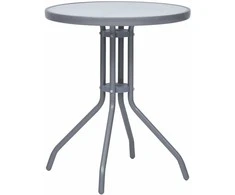 Sodo staliukas, šviesiai pilkas, 60cm, plienas ir stiklas