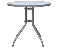 Sodo staliukas, šviesiai pilkas, 80cm, plienas ir stiklas