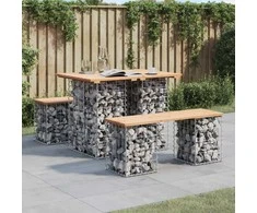 Sodo suoliukas, 100x70x72 cm, pušies masyvas, gabiono dizaino