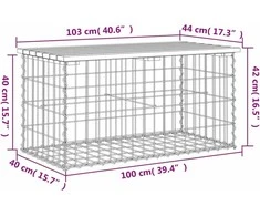 Sodo suoliukas, 103x44x42cm, douglas eglė, gabiono dizaino