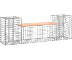 Sodo suoliukas, 183x41x60,5cm, douglas eglė, gabiono dizaino
