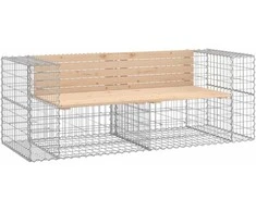 Sodo suoliukas, 184x71x65,5cm, pušies masyvas, gabiono dizaino