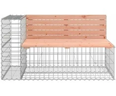 Sodo suoliukas, 347x71x65,5cm, douglas eglė, gabiono dizaino