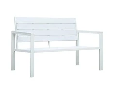 Sodo suoliukas, baltos spalvos, 120cm, HDPE, medienos imitacija
