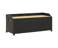 Sodo suoliukas-daiktadėžė, juodos spalvos, 120cm, poliratanas