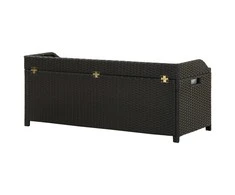 Sodo suoliukas-daiktadėžė, juodos spalvos, 120cm, poliratanas