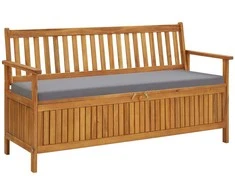Sodo suoliukas-daiktadėžė su čiužinuku, 148cm, akacijos masyvas