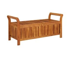 Sodo suoliukas-daiktadėžė su pagalvėle, 126cm, akacijos masyvas
