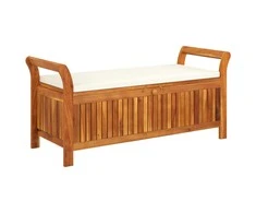 Sodo suoliukas-daiktadėžė su pagalvėle, 126cm, akacijos masyvas