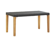 Sodo suoliukas, juodas, 120cm, poliratanas ir akacijos masyvas
