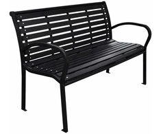 Sodo suoliukas, juodos spalvos, 116cm, plienas ir WPC