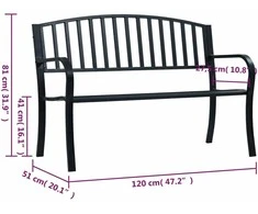 Sodo suoliukas, juodos spalvos, 120cm, plienas