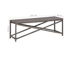 Sodo suoliukas, pilkos spalvos, 120cm, poliratanas