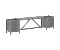 Sodo suoliukas su 2 vazonais, pilkas, 150cm, akacijos masyvas