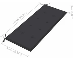 Sodo suoliukas su pagalvėle, 120cm, akacijos medienos masyvas